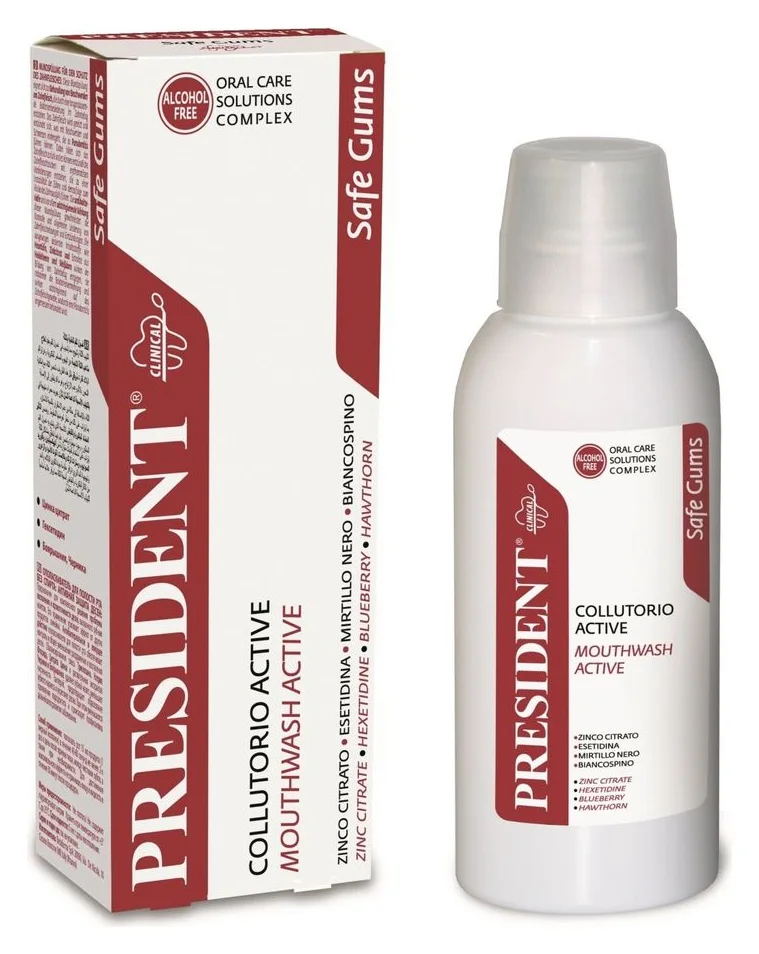 PresiDent Active, 200 ml, fara alcool, cu hexetidina
