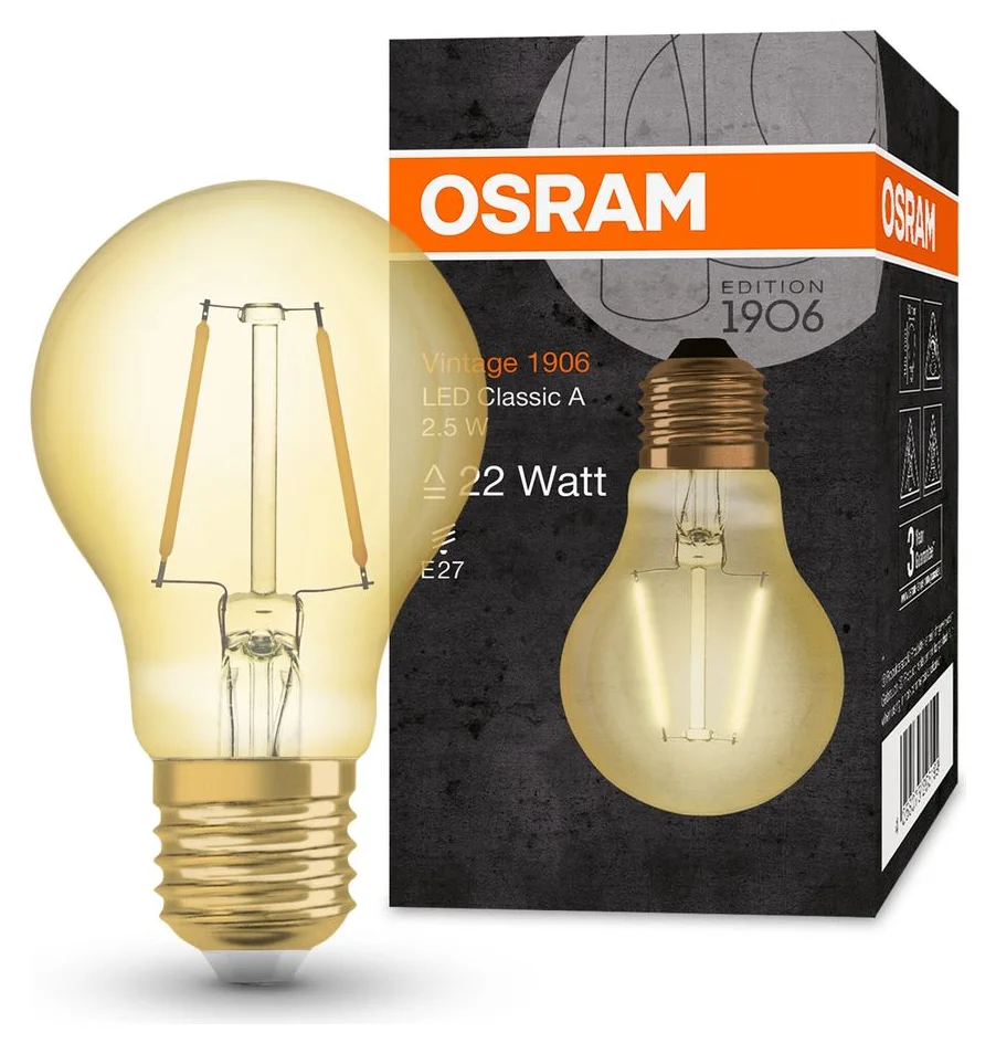 Osram Vintage 1906 FIL GOLD A22, E27, 2,5 W, 220 lm, 2400K