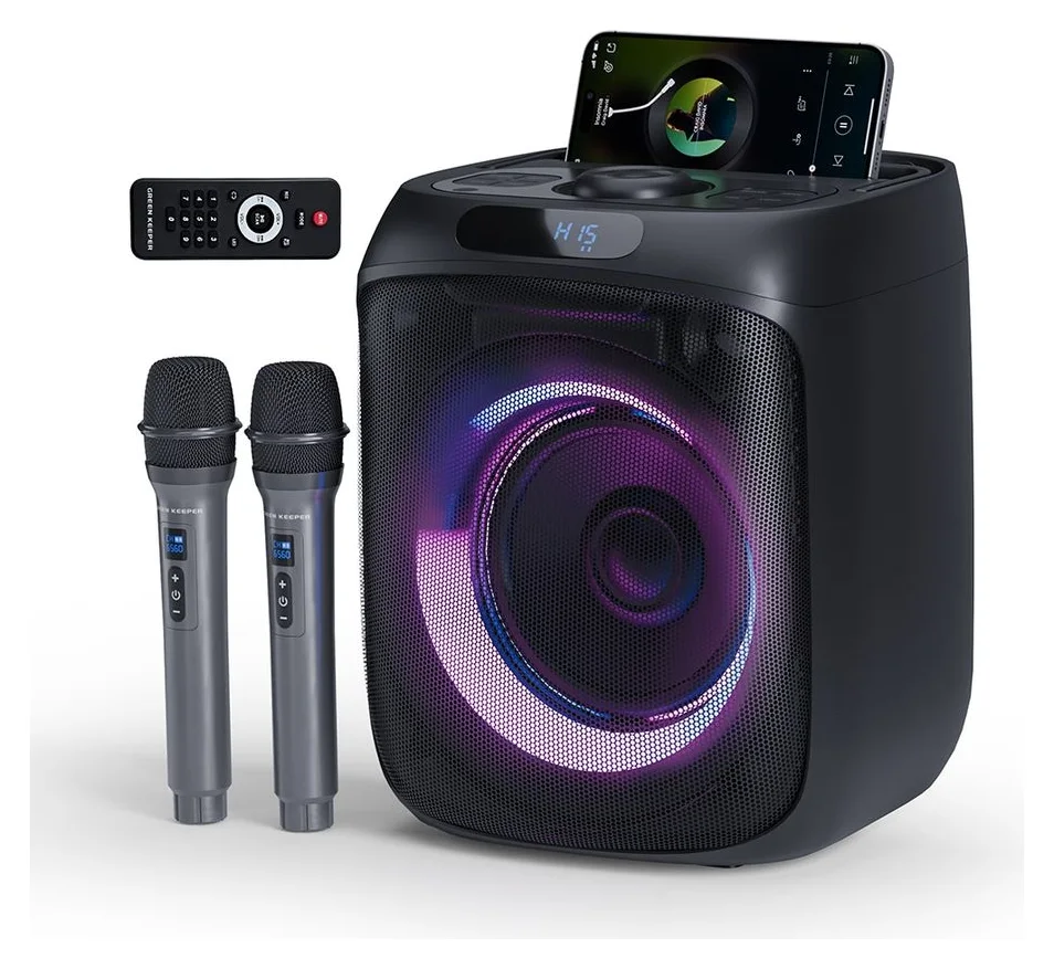 Boxa karaoke cu doua microfoane, 5.200 mAh, Bluetooth 5.3