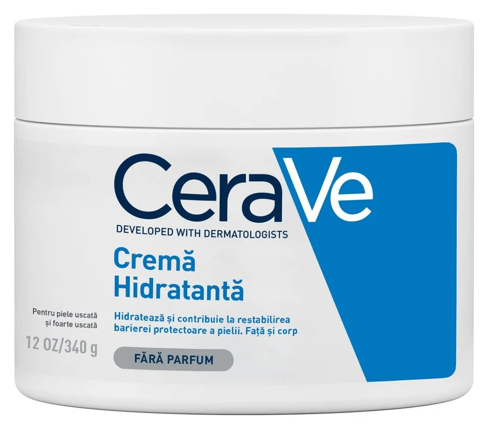 CeraVe Crema hidratanta cu ceramide si acid hialuronic, fata si corp, 340 g