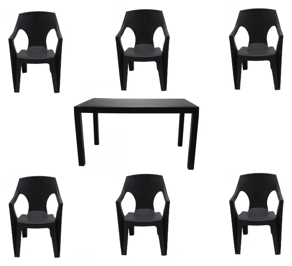 Set IDL Mallorca, masa si 6 scaune, plastic